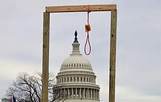 A gallows set up outside the capitol during the storming.