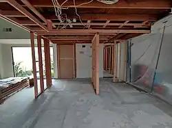 Construction of two new walls (center, right)