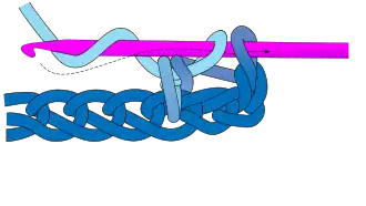 4. yarn over, and pull through two remaining loops