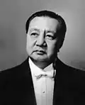 Black and white photographic portrait of Elpidio Quirino