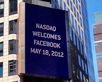 Facebook joins the NASDAQ in 2012. Social media gained widespread popularity during this time.
