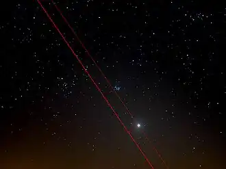 The ecliptical latitude of Venus (thin red dashed lines), i.e. its distance from the ecliptic (thick red dashed line), was 3 degrees.
