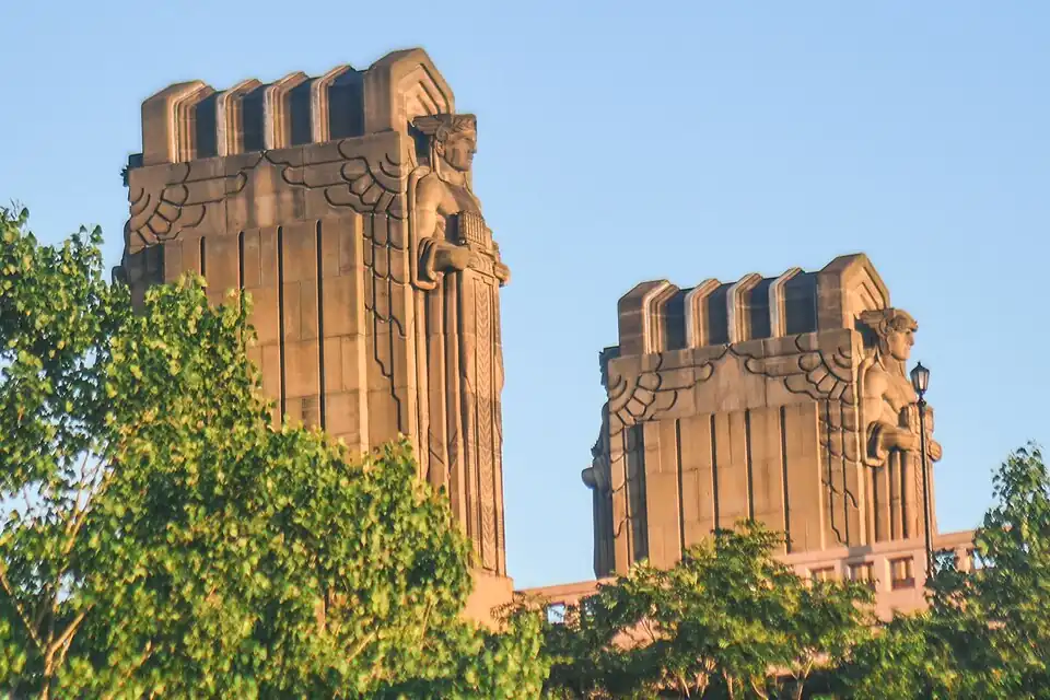 4 of 8 Guardians of Traffic art deco sculptures by Henry Hering and Frank Walker ~ 1932.