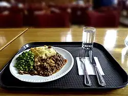A shepherd's pie served in Homerton College, University of Cambridge.