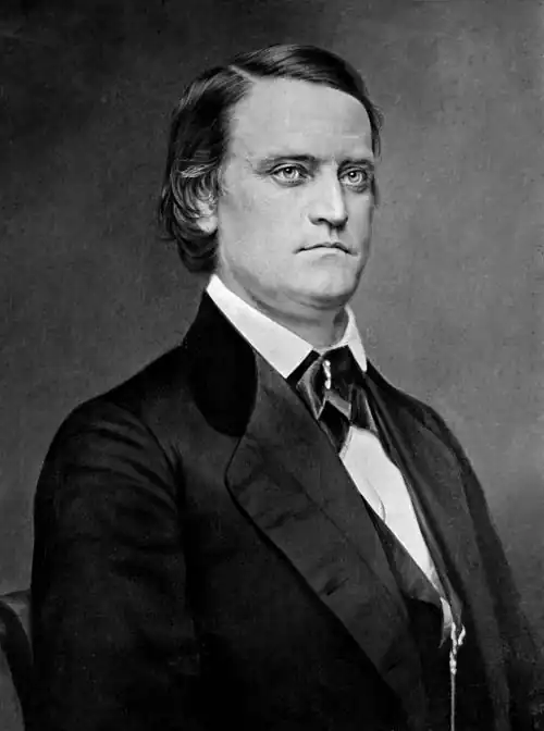 John Breckinridge, photographed after the war. During this Election he was of the southern Democratic Party. Breckinridge was Vice President at the time of the election, and later served as the Confederate Army, eventually serving as their final Secretary of War.