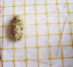 Place desired filling at one side of the wrapper.