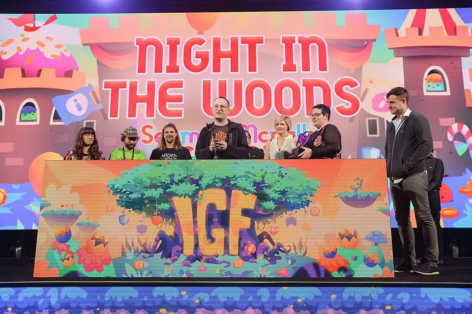 Night in the Woods dev team at the 2018 IGF.