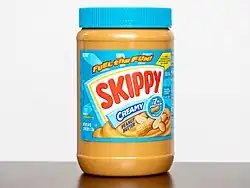 A jar of Skippy brand peanut butter