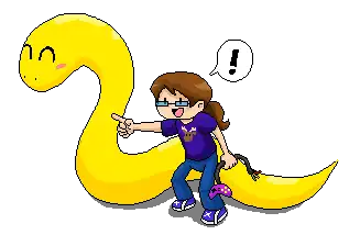 Rachel (the author) standing with the PyGame Python