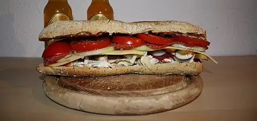 Submarine sandwich based on a Ciabatta