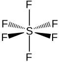 Figure 2. Octahedral structure of SF6. Proper rotations of SF6 are 5C2, 4C3 and 3C4 and we call C4 the principal axis of SF6.