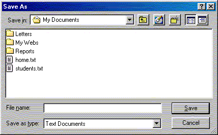 Usability standard file save dialog