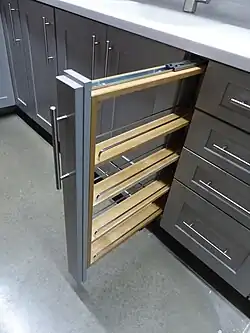 a very skinny pull-out in a base cabinet
