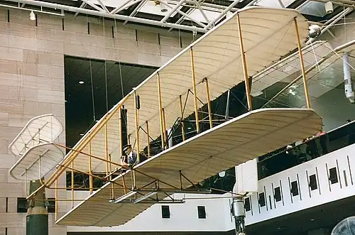 The restored Wright Flyer on display in 1995.