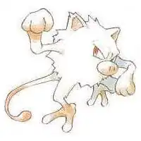 Mankey as depicted by Pokémon Red Version and Pokémon Blue Version era artwork.
