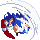 Sprite of Sonic performing an Instant Shield move.