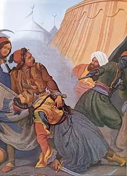 Botsaris dying in Karpenisi by Peter von Hess