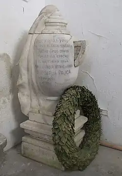 Urn with heart of Archibald Reiss, original was destroyed by Bulgarians in World War II