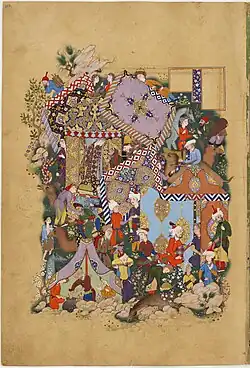 Majnun in Layla's camp from the Freer Jami, attributed to Shaykh Muhammad