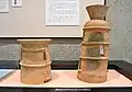 Cylindrical Haniwa and Morning Glory-Shaped Haniwa Photographed during a special exhibition at Muko City Cultural Museum.