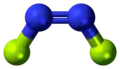 cis-dinitrogen difluoride ball-and-stick model