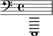 { \clef bass c,,1 }