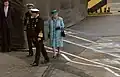 Queen Elizabeth II attending the naming ceremony for the new aircraft carrier HMS Queen Elizabeth in 2014