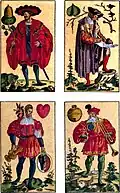 Hearts suit in a 1540s German deck of playing cards