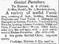 Advertisement for furniture auction, 1816