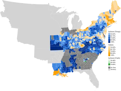 Map of presidential election results by county, shaded according to the vote share of the highest result for an elector of any given candidate