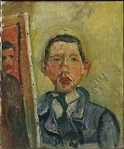 Self Portrait (1918) oil on canvas, 21.5 × 18 in., Henry and Rose Pearlman Collection, on long-term loan to the Princeton University Art Museum