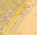 1932 Singapore survey map showing the location of Marlborough Cinema along Beach Road, highlighted in orange.