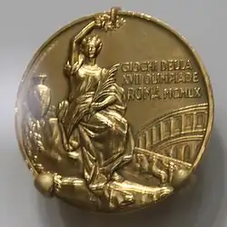 The Trionfo design of Giuseppe Cassioli on a 1960 Olympic medal