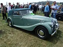 1953 Morgan +4 4-passenger Drophead Coupé - this is the initial prototype from 1953, although it was retrofitted with the new rounded cowl in 1954