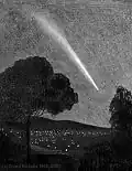 Comet Ikeya–Seki, seen from Canberra, 31 October 1965. Drawing by David Nicholls.