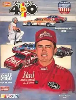 The 1990 Tyson Holly Farms 400 program cover, featuring Geoff Bodine.