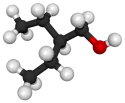3D ball-and-stick structure of 2-ethyl-1-butanol