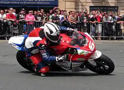 Superstock TT – Michael Dunlop (6) Honda Parliament Square, Ramsey 3 June 2013.