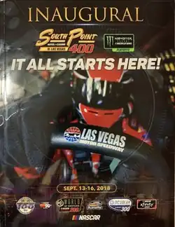 The 2018 South Point 400 program cover. "It All Starts Here!"