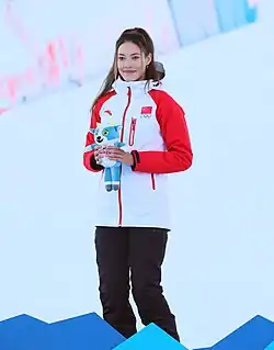 Eileen Gu at women's freeski slopestyle
