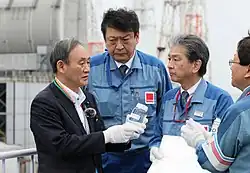 Image 92In 2020, Japanese Prime Minister Suga declined to drink the bottle of Fukushima's treated radioactive water that he was holding, which would otherwise be discharged to the Pacific. (from Pacific Ocean)