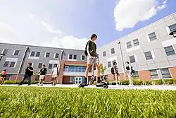 Students enjoying a summer day on the Milford Campus
