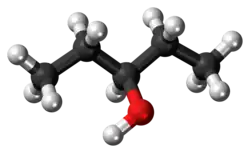 Ball-and-stick model of the 3-pentanol molecule