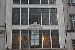 Detail of the building's second-story windows