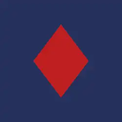 red diamond on a blue background