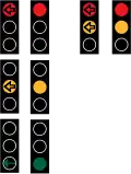 Standard & arrow Red: Stop. Red + yellow: The light is turning to green. Green: Proceed. Yellow: Stop, but only if safe to do so.