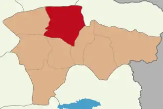 Map showing Ağrı District in Ağrı Province