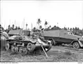 Surrendered Japanese Overvalwagen Type A and Type 97 Te-Ke tankette at Rapopo Airstrip, New Britain, September 1945.
