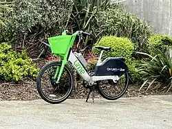 A Lime electric bicycle