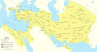 The Achaemenid Empire at its greatest territorial extent, under the rule of Darius the Great (522–486 BC)[2][3][4][5]